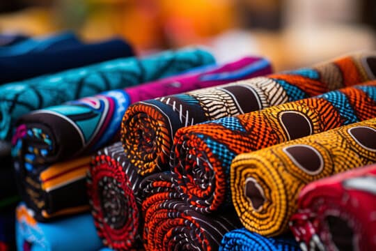 Colorful patterned african fabric fold
